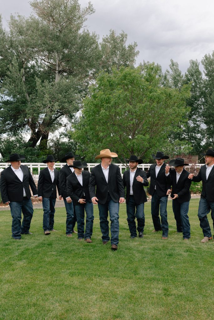 Groomsmen in cowboy hats