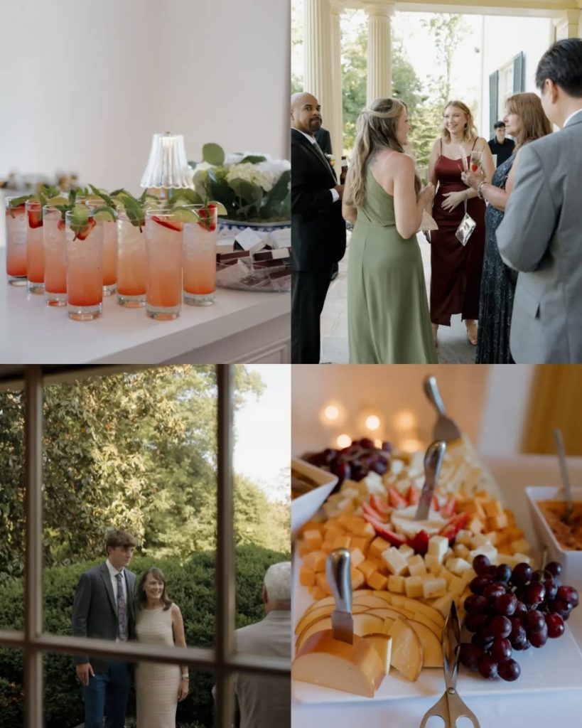 cocktail hour details with wedding guests northern virginia wedding
