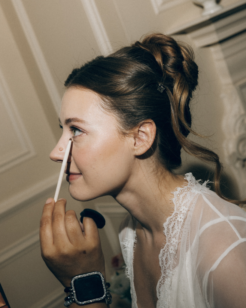 wedding makeup application morning of the wedding