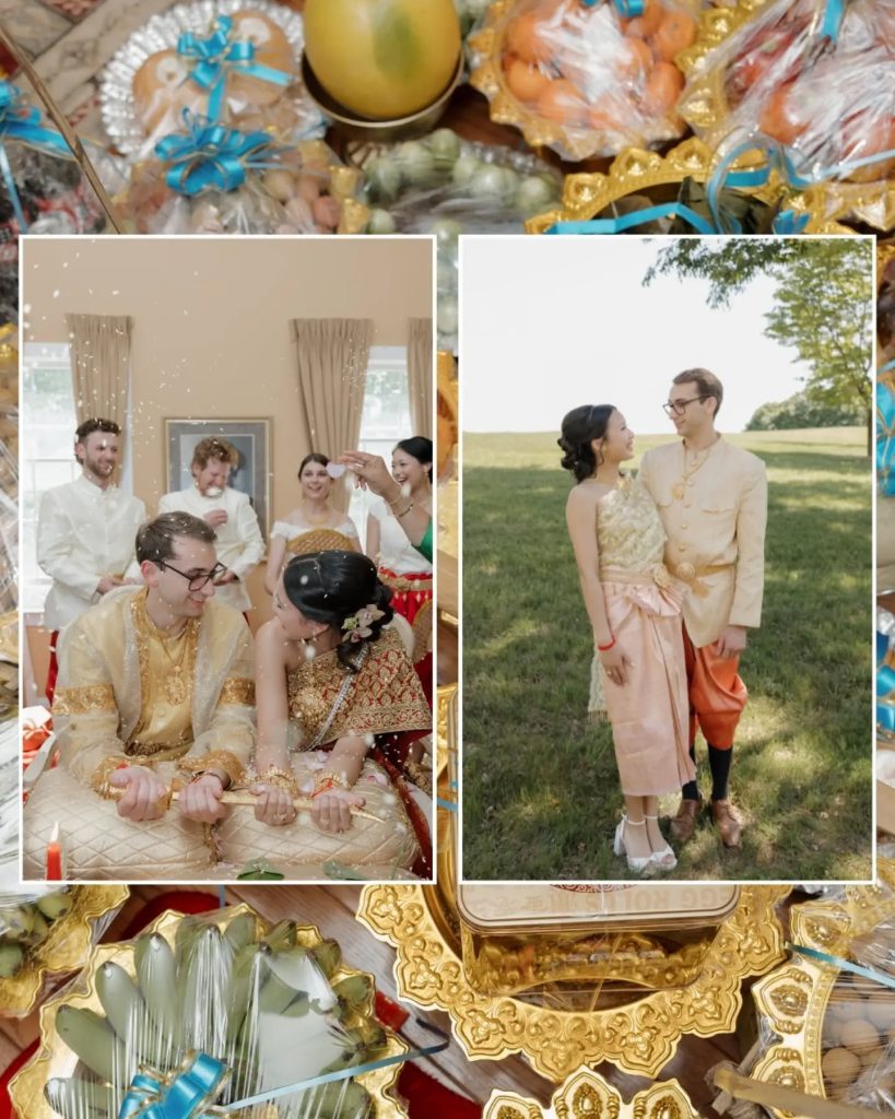 cambodian wedding with yellow and bright details
