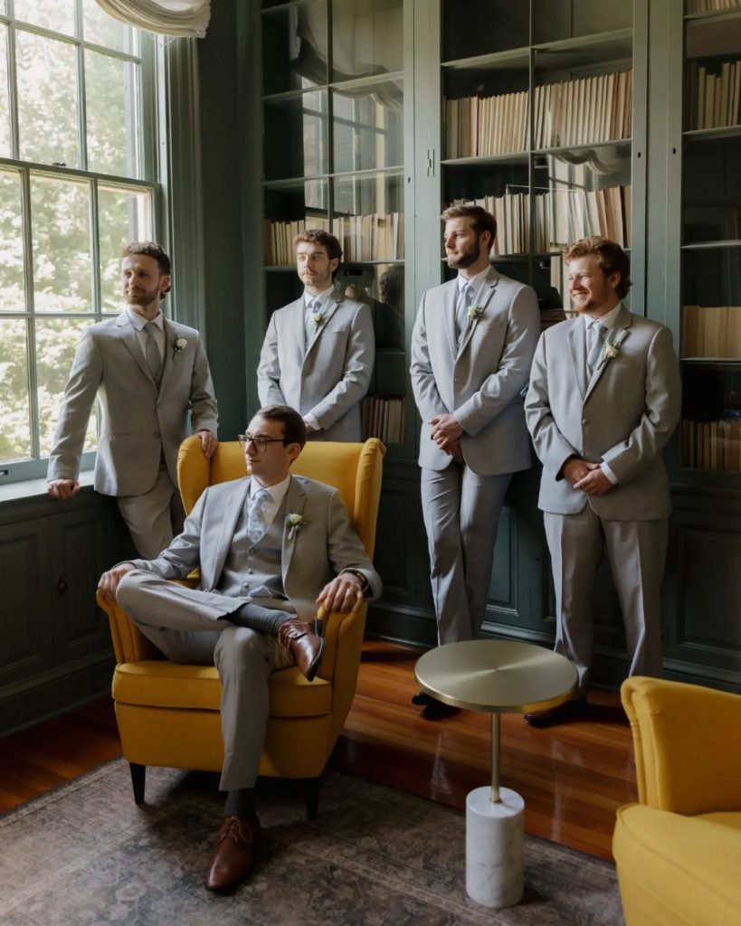 groom with groomsmen at estate manor