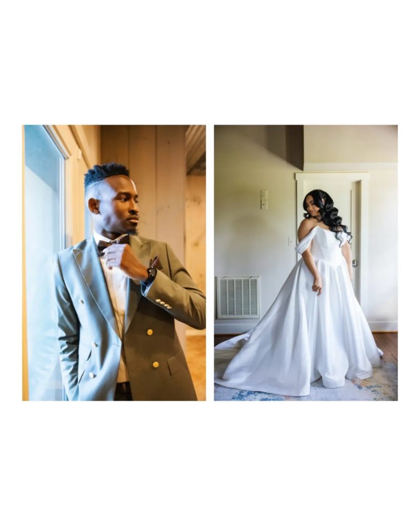 bride and groom getting ready portraits on wedding morning at countryside northern virginia wedding venue in leesburb virginia